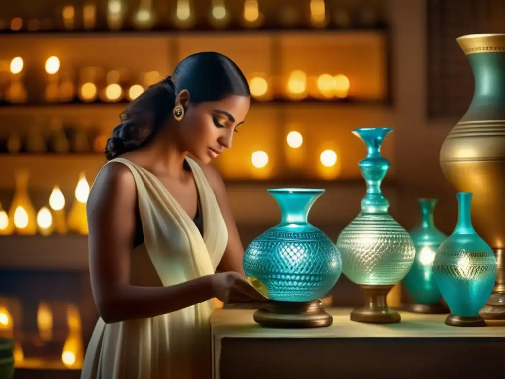 Un mágico taller egipcio antiguo, donde técnicas antiguas del arte del vidrio egipcio cobran vida en manos expertas