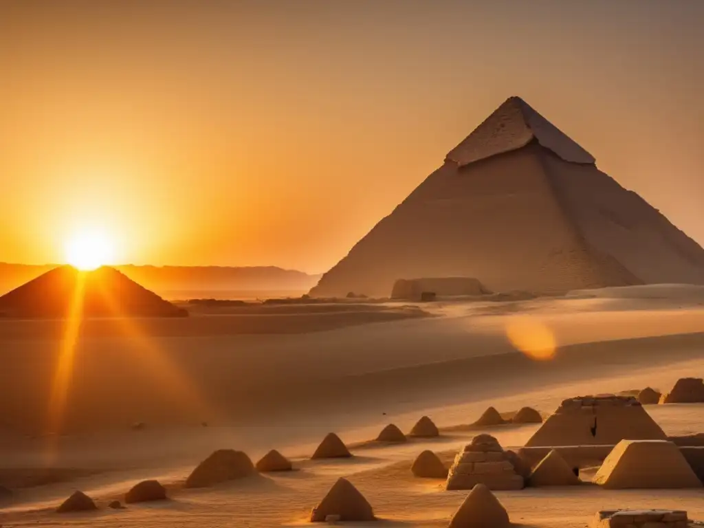 Majestuosa Pirámide Acodada de Dahshur al atardecer, enigmática y llena de historia