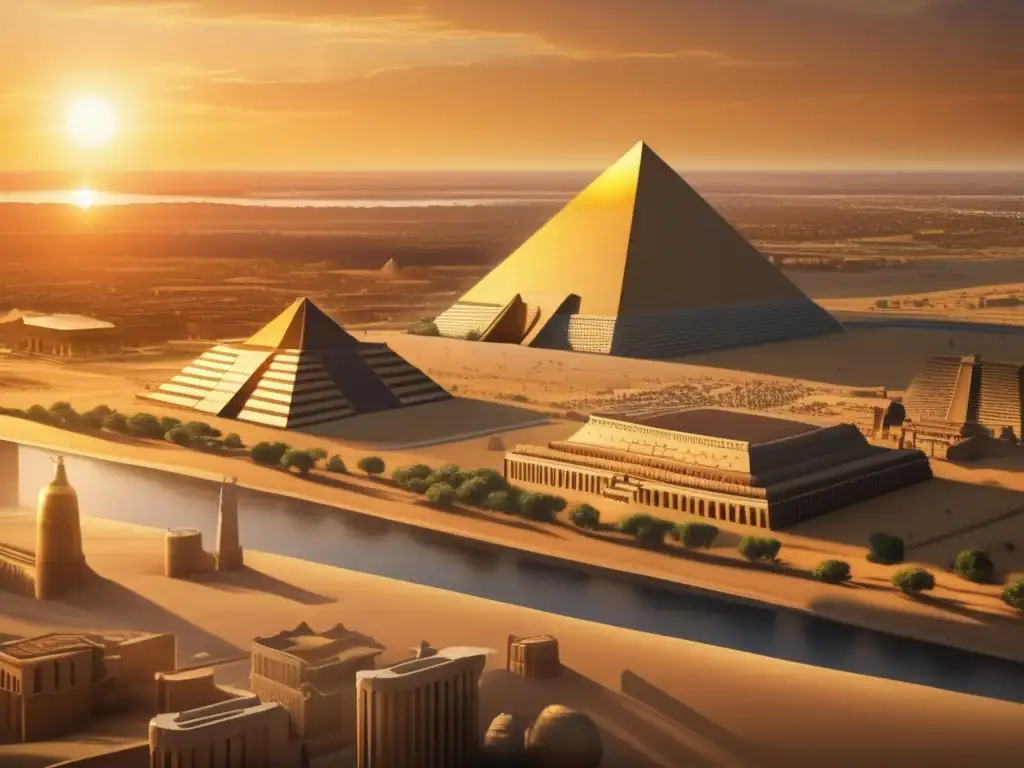 La majestuosa capital cultural Menfis del Imperio Antiguo de Egipto, con sus pirámides, templos y palacios