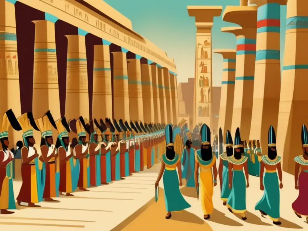 Procesión majestuosa del Festival Opet en la antigua Tebas, Egipto