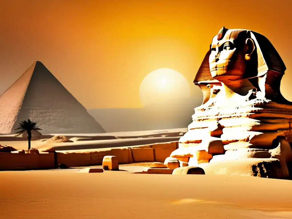 La majestuosa Esfinge de Giza, en una imagen vintage, representa la estética del Periodo Tardío en Egipto
