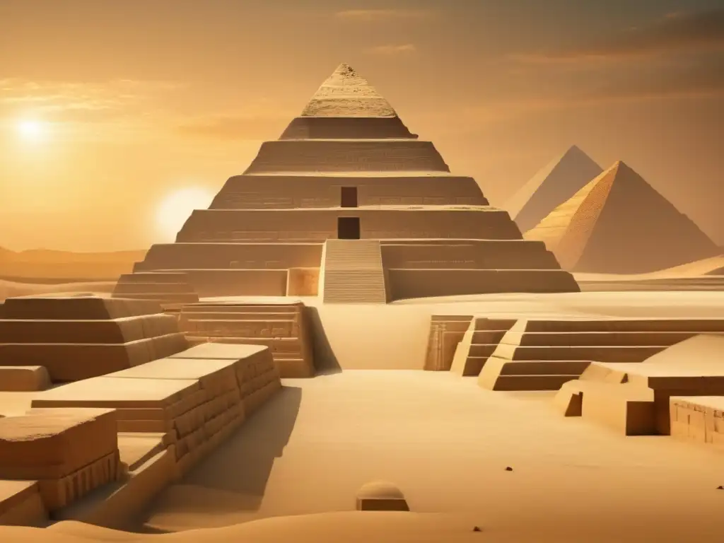 La majestuosa necrópolis de Sakkara en Egipto se presenta en una imagen vintage