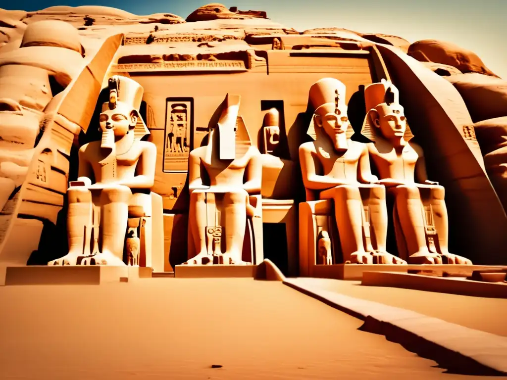 La majestuosa y nostálgica imagen del Templo de Ramsés II en Abu Simbel, Egipto, evoca los tratados de paz en Egipto y su grandiosidad arquitectónica