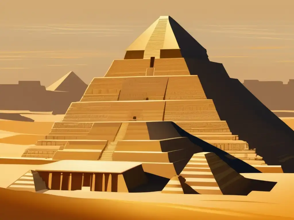 La majestuosa Pirámide de Djoser, diseñada por Imhotep, se alza orgullosa en el desierto dorado de Egipto