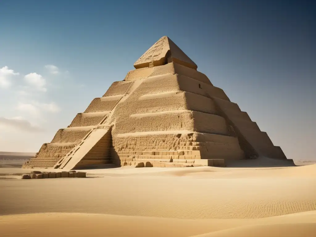 La majestuosa Pirámide escalonada de Zoser se alza contra un cielo azul claro