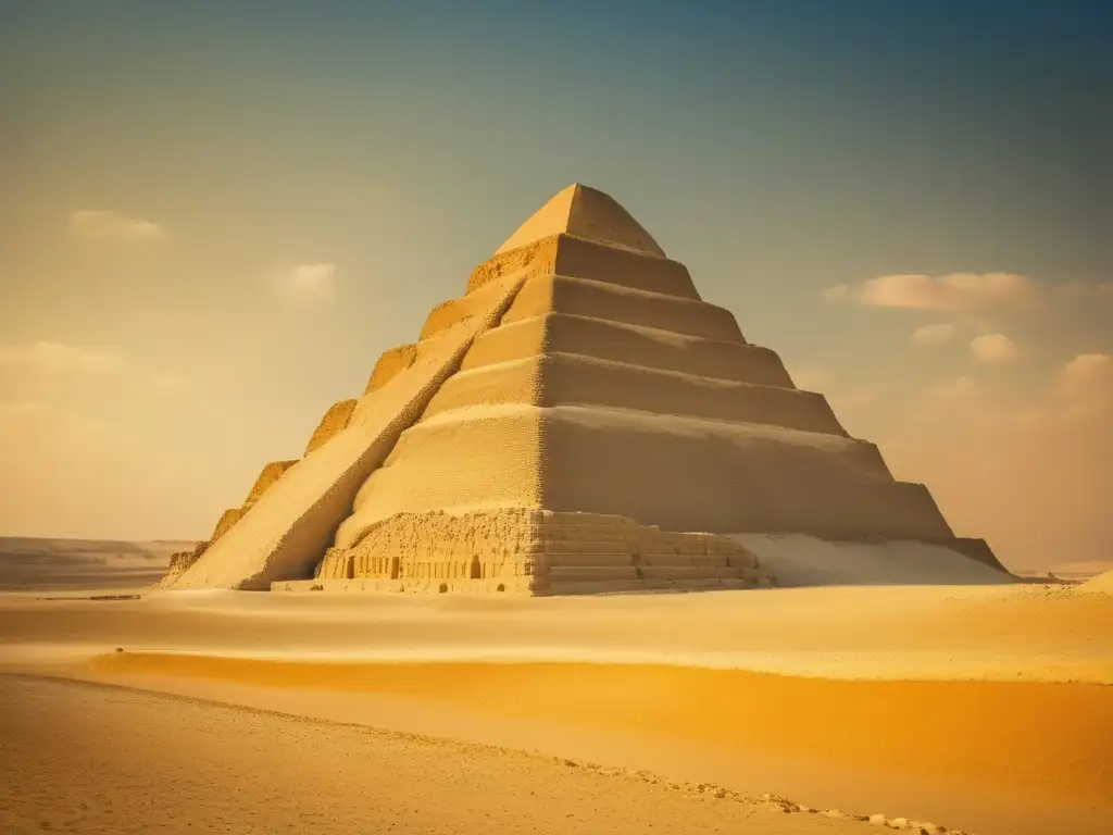 La majestuosa Pirámide escalonada de Zoser se alza contra un cielo azul