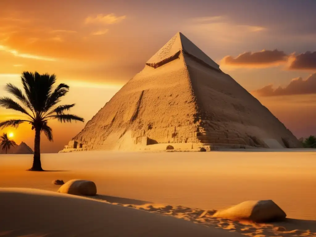 La majestuosa Pirámide de Lahun emerge en un atardecer dorado, evocando misterio y grandiosidad