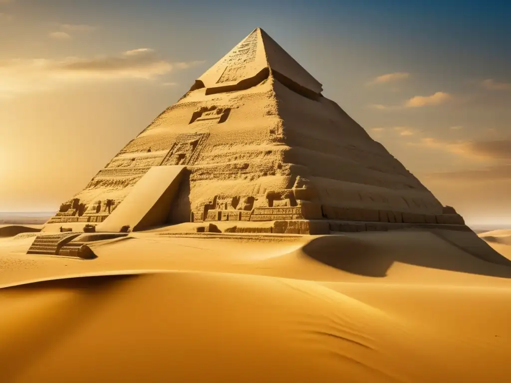 La majestuosa Pirámide de Meidum en Egipto, entre dunas doradas y cielo azul