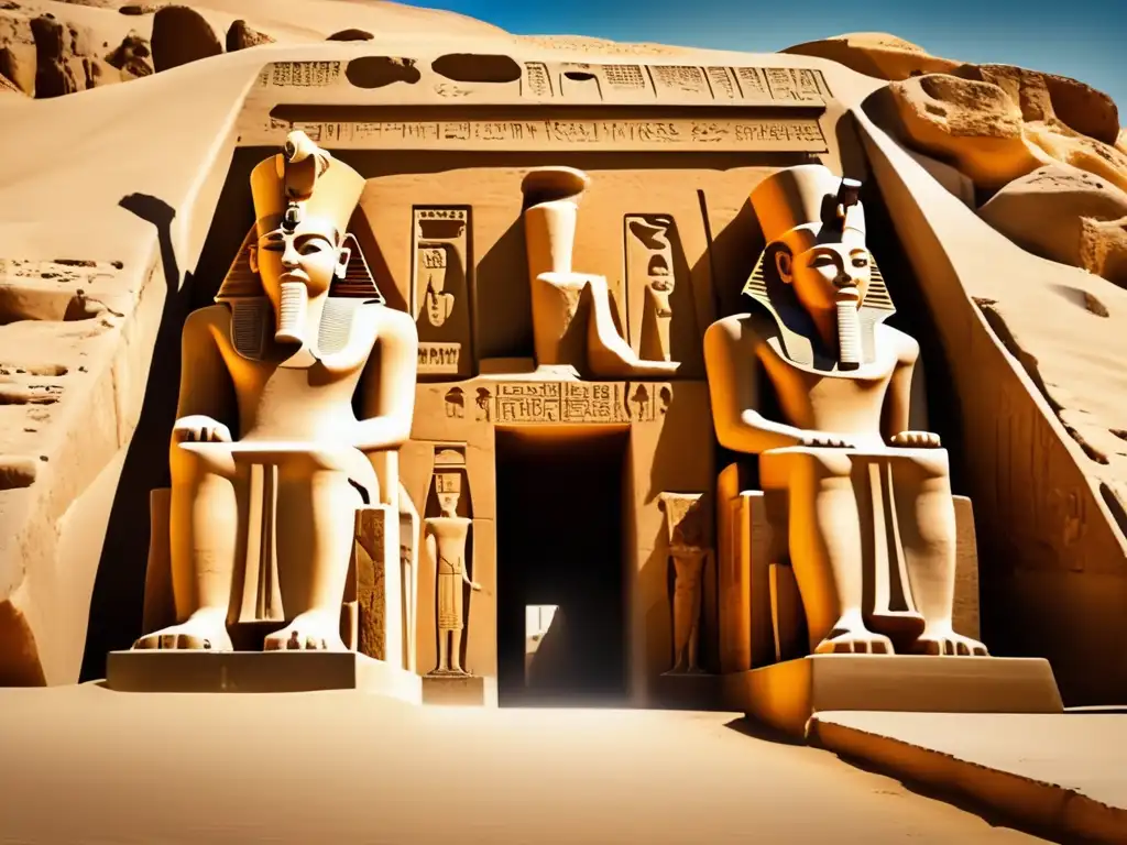 La majestuosa tumba de los Hijos de Ramsés II en el Valle de los Reyes, con su fachada de piedra desgastada y jeroglíficos intrincados