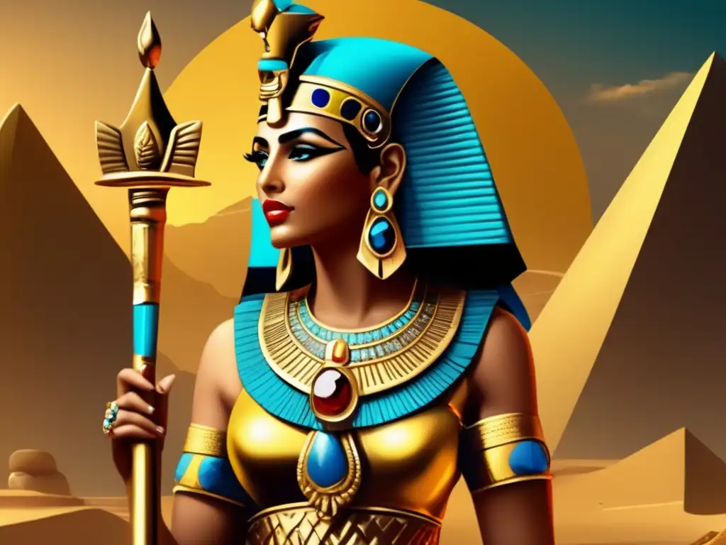 La majestuosa Cleopatra VII, última faraona de Egipto, muestra su poderío militar en una imagen vintage