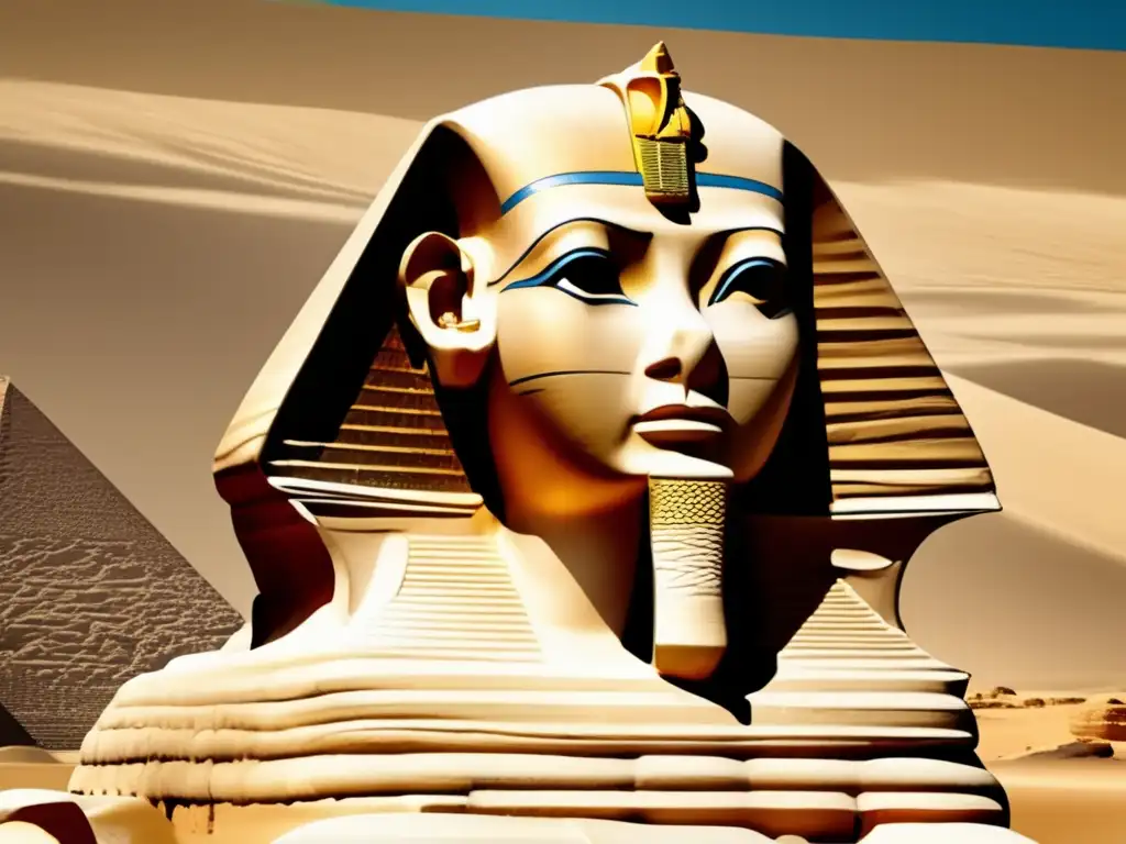 La majestuosidad del mármol en la arquitectura egipcia: la esencia del Sphinx de Giza en una imagen vintage de mármol 8k