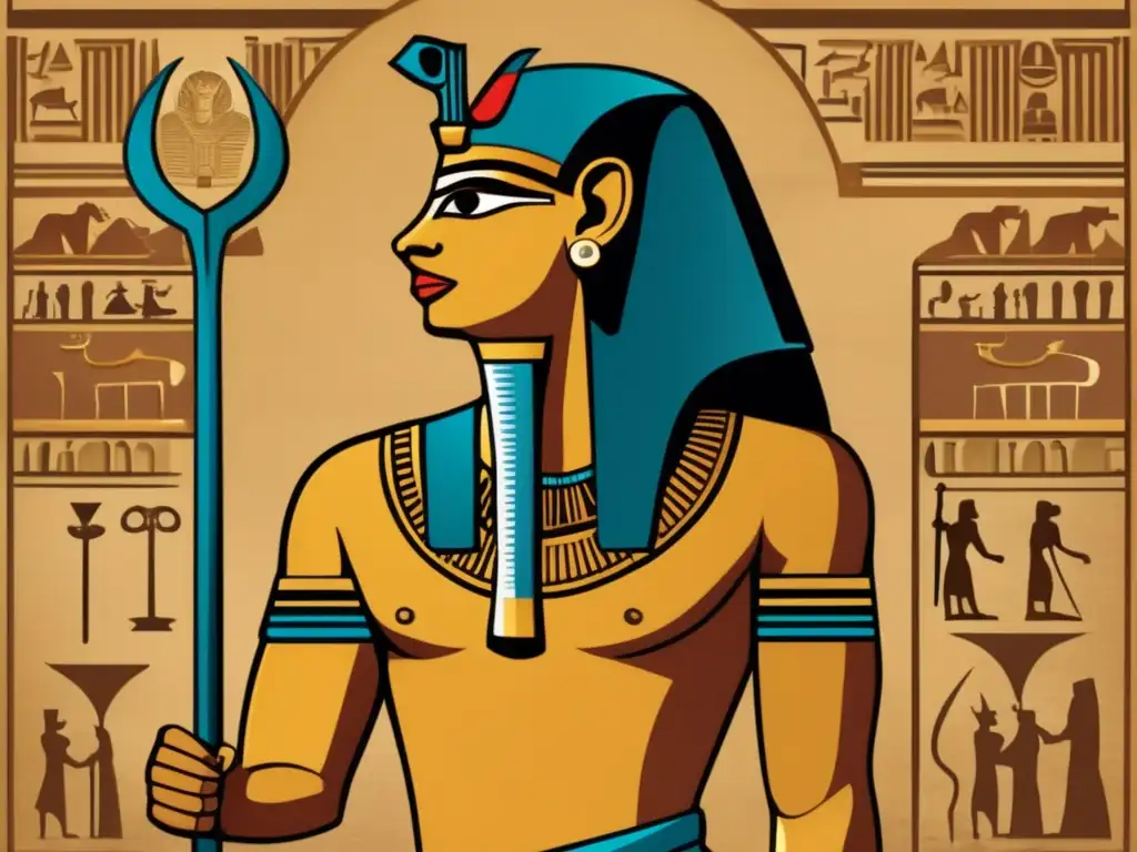 La majestuosidad de Ahmose I, fundador del Nuevo Reino de Egipto, se muestra en una imagen vintage en 8k