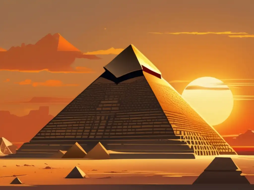 La majestuosidad de la Gran Pirámide de Giza se revela al atardecer, con jeroglíficos y un significado oculto en su antigua estructura