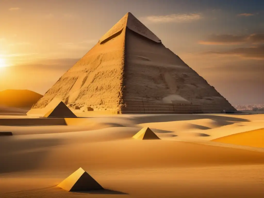La majestuosidad de la Gran Pirámide de Giza, capturada desde una perspectiva vintage