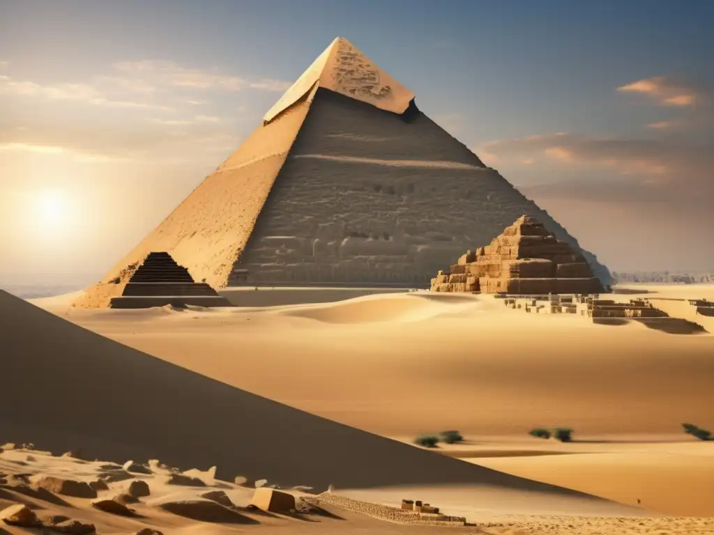 La majestuosidad de la Gran Pirámide de Giza en Egipto se revela en esta imagen vintage