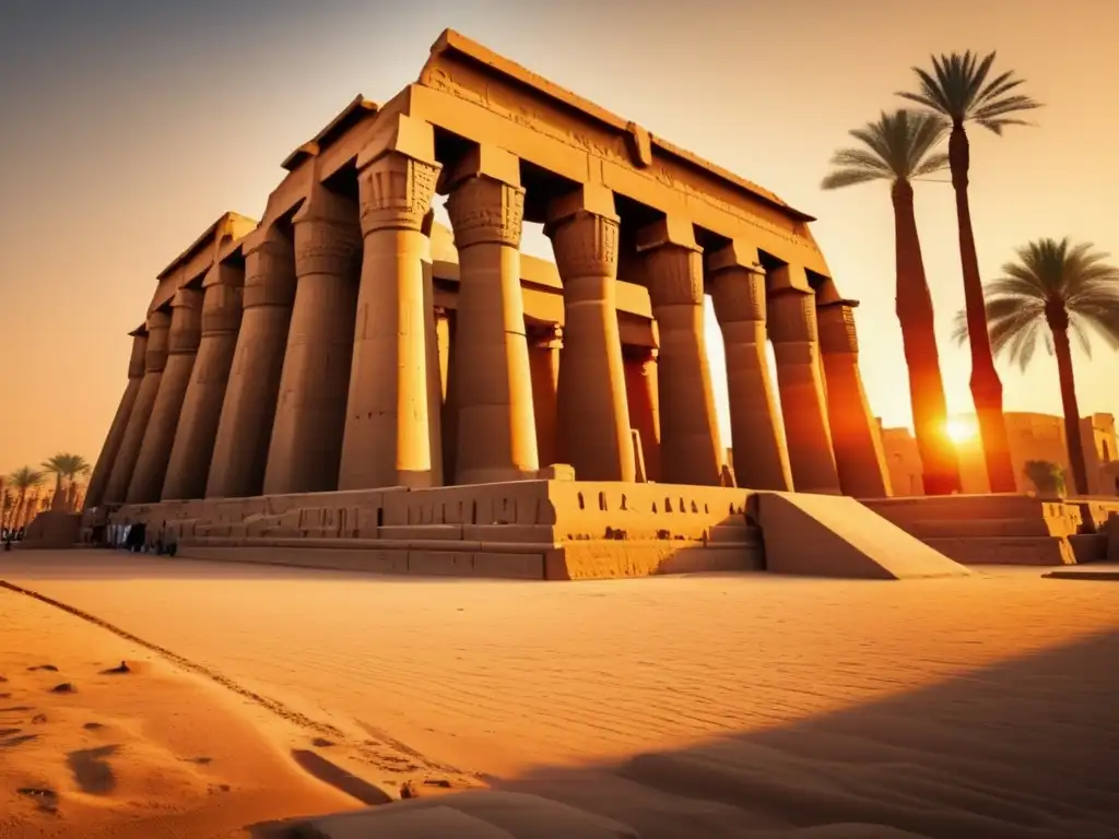 La majestuosidad del Templo de Luxor en Egipto, iluminado por el cálido resplandor del atardecer