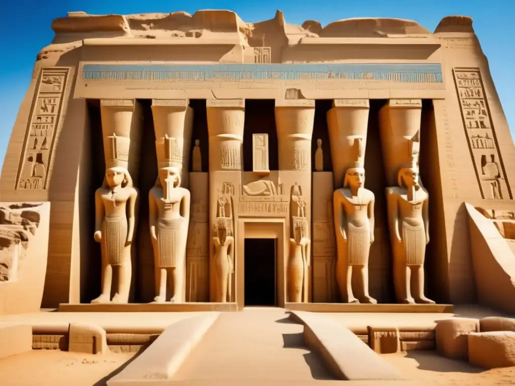 La majestuosidad del Templo de Ptah en Menfis, Egipto, se muestra en esta imagen detallada