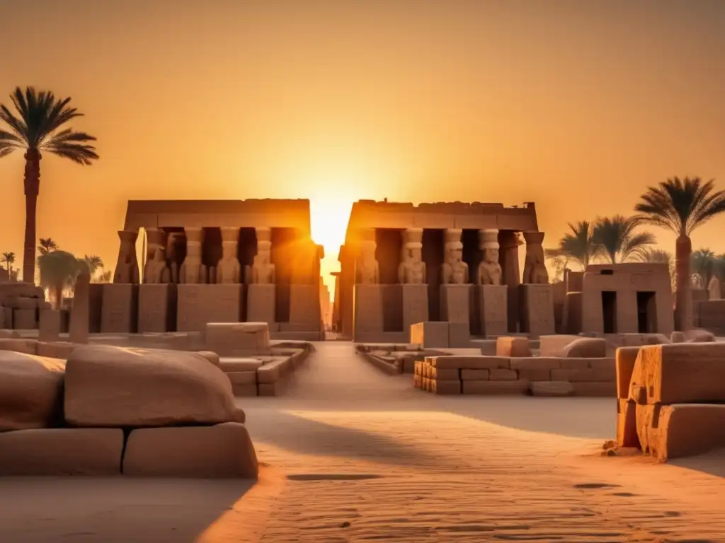 Majestuosidad dorada del Templo de Karnak en Luxor, Egipto El majestuoso complejo del Templo de Karnak en Luxor, Egipto, durante la hora dorada