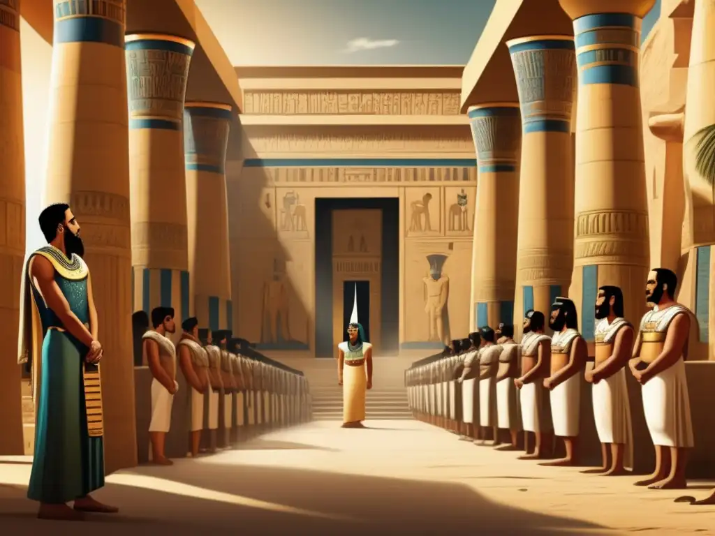 En el majestuoso palacio egipcio, el Faraón estrategia ante el impacto de las invasiones persas en la política