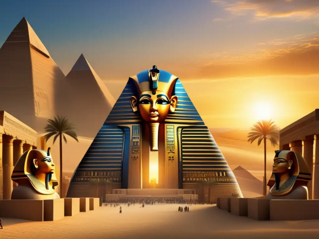 Un majestuoso rascacielos fusiona elementos egipcios y diseño moderno, reflejando la influencia de la arquitectura antigua en el presente