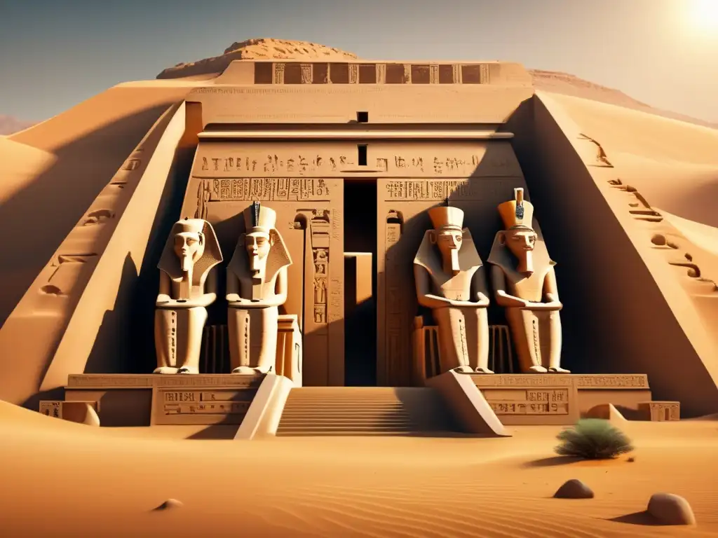 El majestuoso Templo de Seti I en Abidos, Egipto, resplandece en toda su gloria vintage