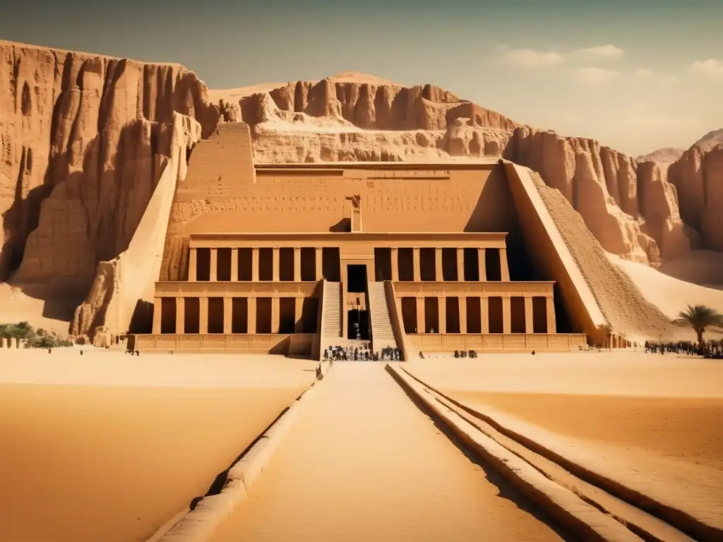 El majestuoso Templo de Hatshepsut emerge de las arenas doradas de Egipto