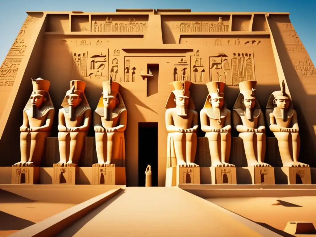 Majestuoso Templo de Horus en Edfu, un remanente de la mitología, se alza orgulloso contra un cielo azul