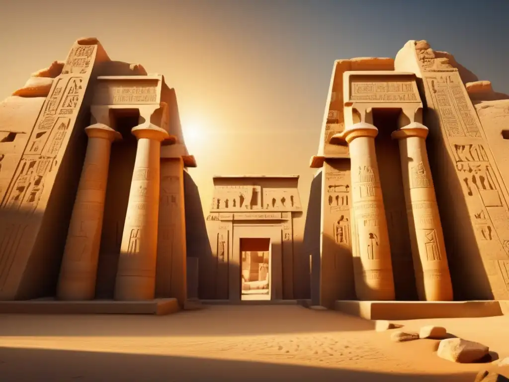 El majestuoso Templo de Seti I en Abidos, Egipto, se alza imponente ante el espectador