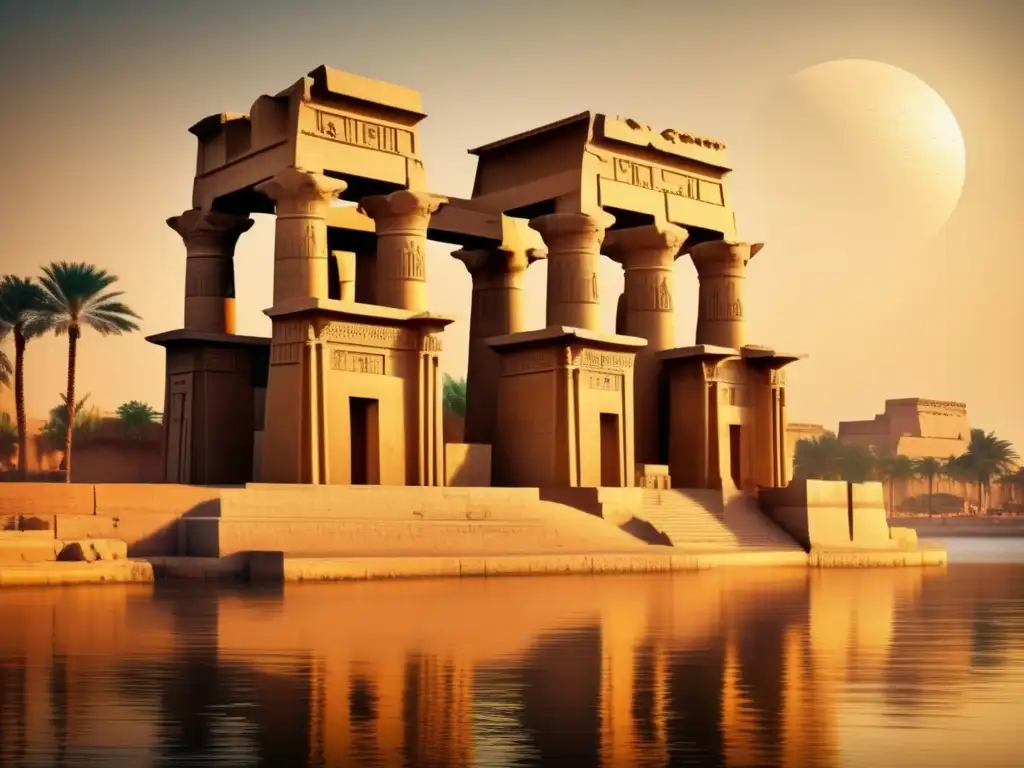 El majestuoso Templo de Kom Ombo se alza orgulloso junto al Nilo, con su diseño doble y entradas simétricas adornadas con jeroglíficos