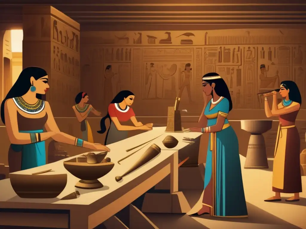 Majestuosos talleres en la antigua Egipto, donde artesanos crean maravillas