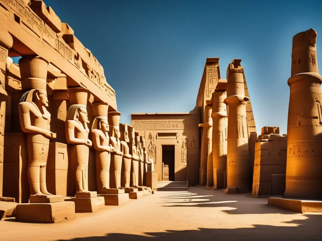 Los majestuosos Templos de Karnak en Egipto se alzan imponentes contra el cielo azul