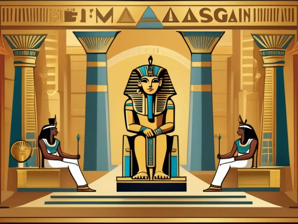 Una ilustración vintage intrincada revela el manejo del tiempo egipcio influencia