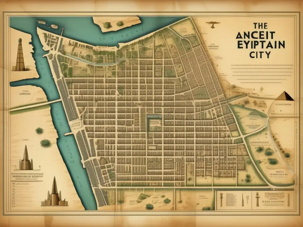 Mapa antiguo de una ciudad egipcia que revela su planificación urbana con fines militares