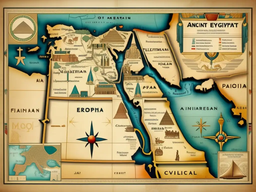 Un mapa antiguo detallado de las alianzas del Antiguo Egipto en la región mediterránea