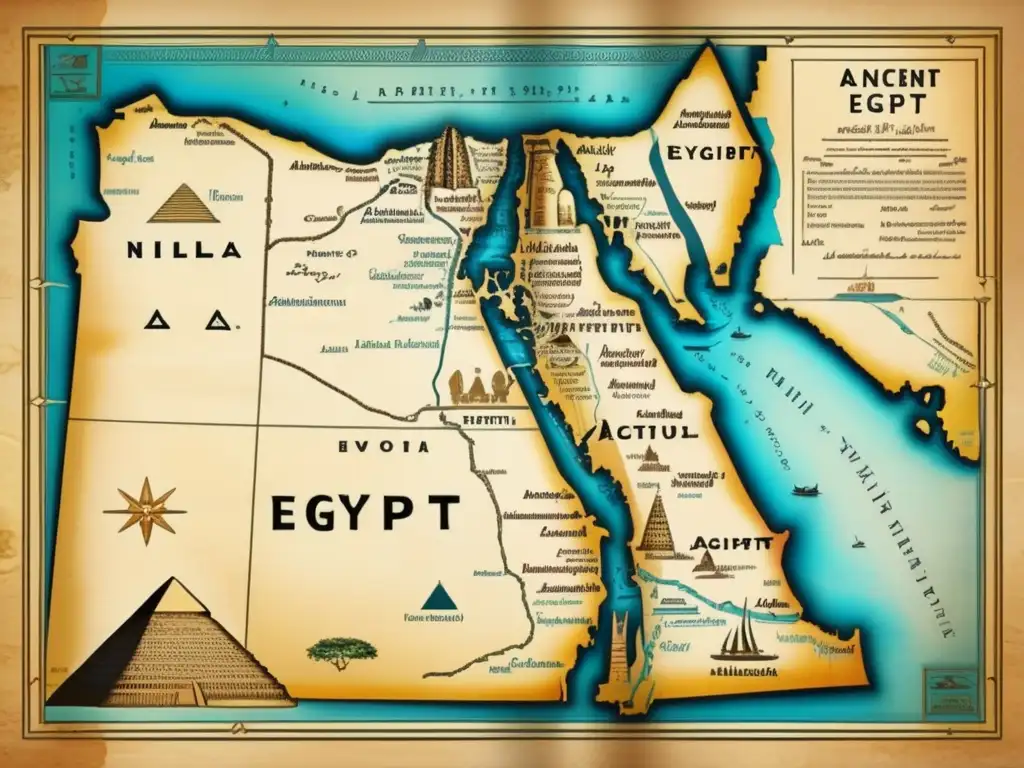 Mapa antiguo y envejecido de Egipto durante el Segundo Periodo Intermedio