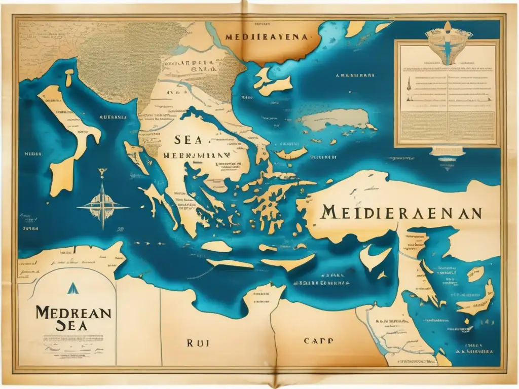 Mapa antiguo del Mediterráneo durante el antiguo Egipto
