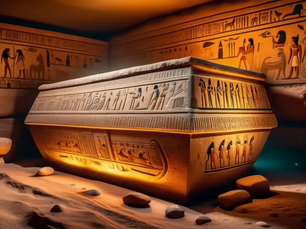 Maravillosa imagen 8K detallada de una cámara funeraria egipcia antigua