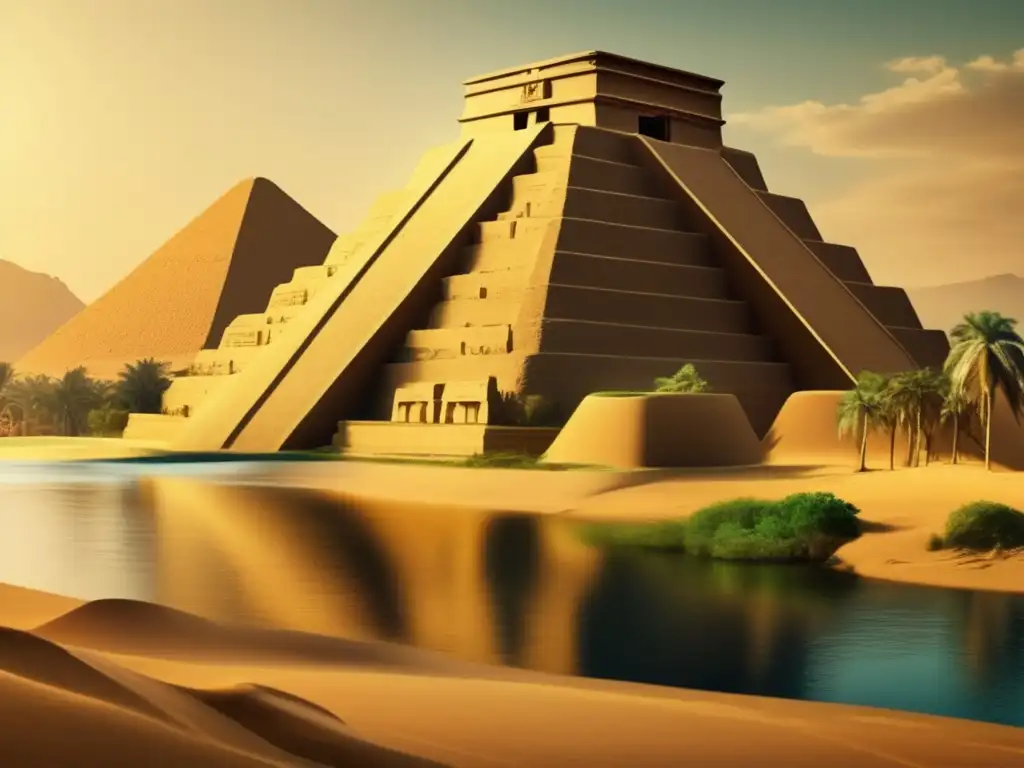 Maravilloso paisaje vintage que resalta la Importancia del Nilo en la arquitectura egipcia