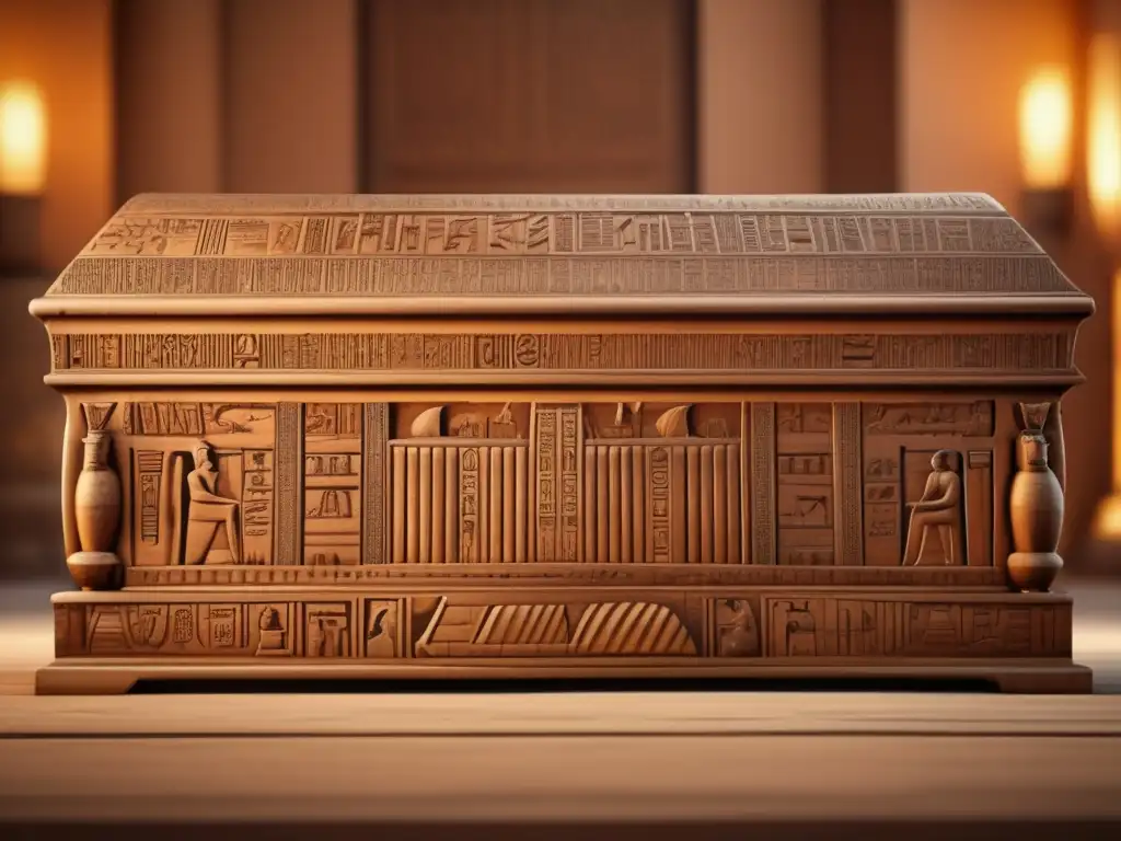 Maravilloso sarcófago de madera preservado de la antigua Egipto