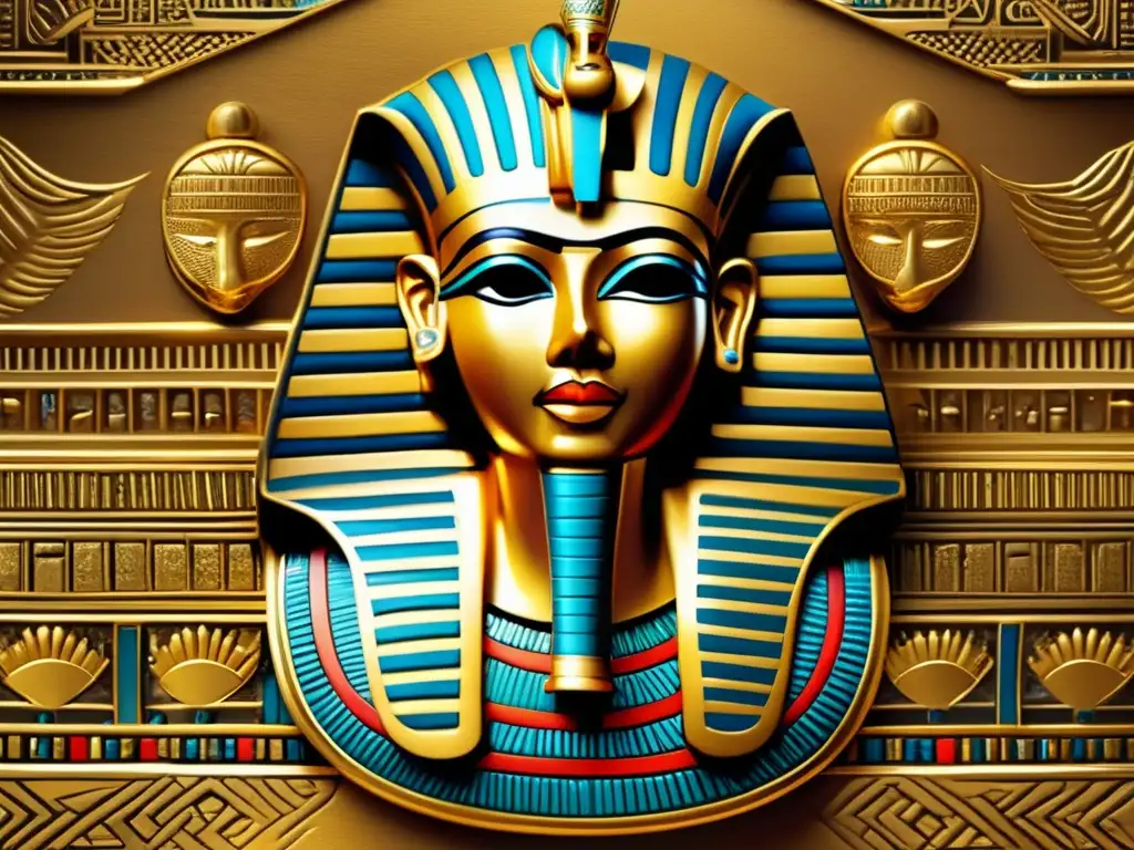 Máscara funeraria de un faraón egipcio, símbolo de eternidad y poder
