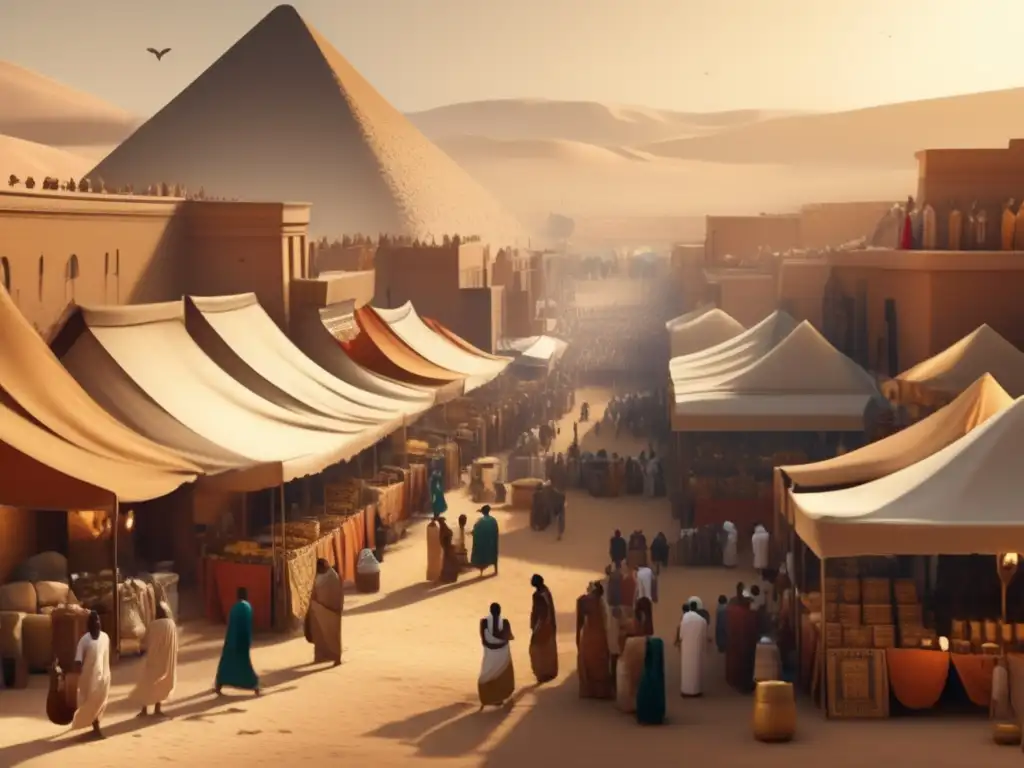 En un mercado bullicioso del antiguo Egipto, la economía en el Imperio del Faraón cobra vida