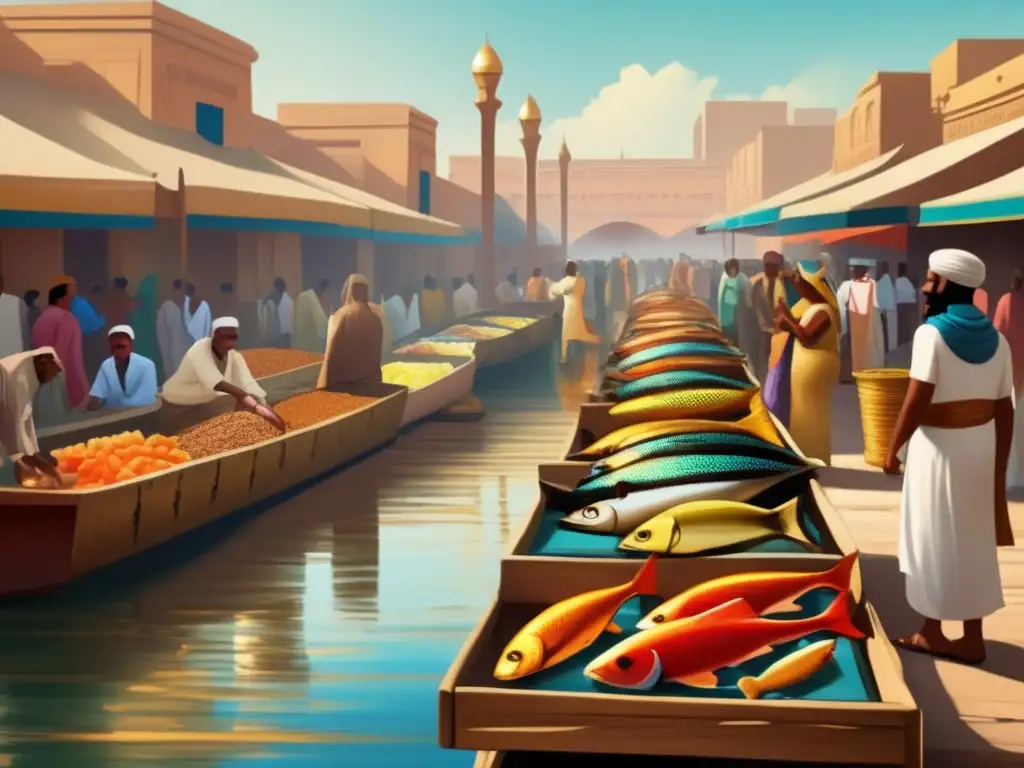 Un mercado pesquero antiguo en Egipto revela una escena vibrante y colorida