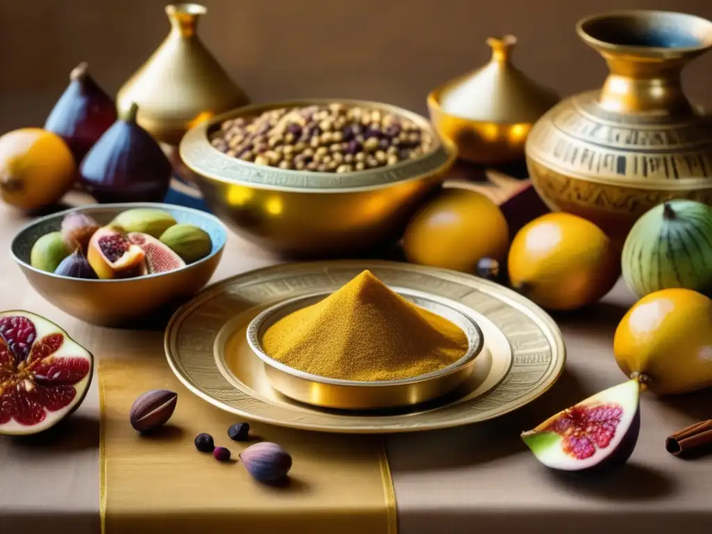 Una mesa bellamente adornada con ofrendas alimenticias en la religión egipcia