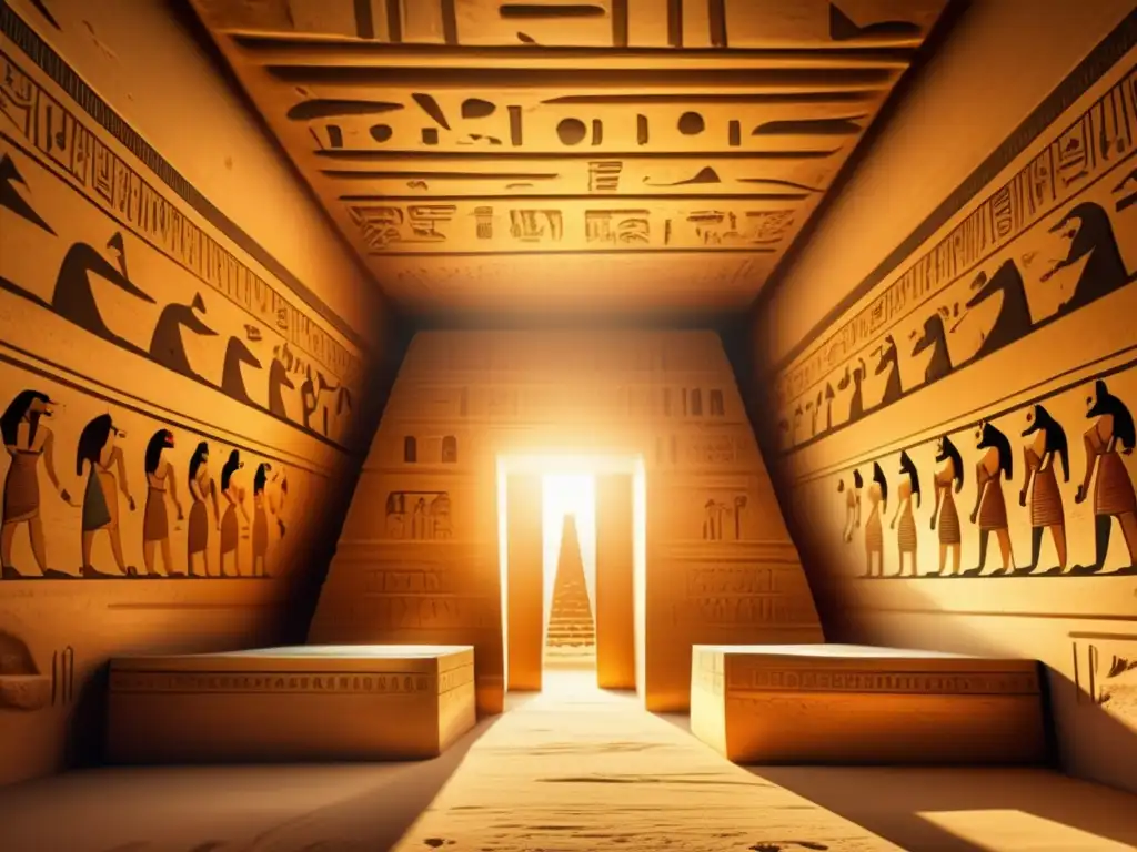 Misterio y belleza en la antigua pirámide egipcia, donde la Importancia de los Textos de las Pirámides se revela en cada rincón