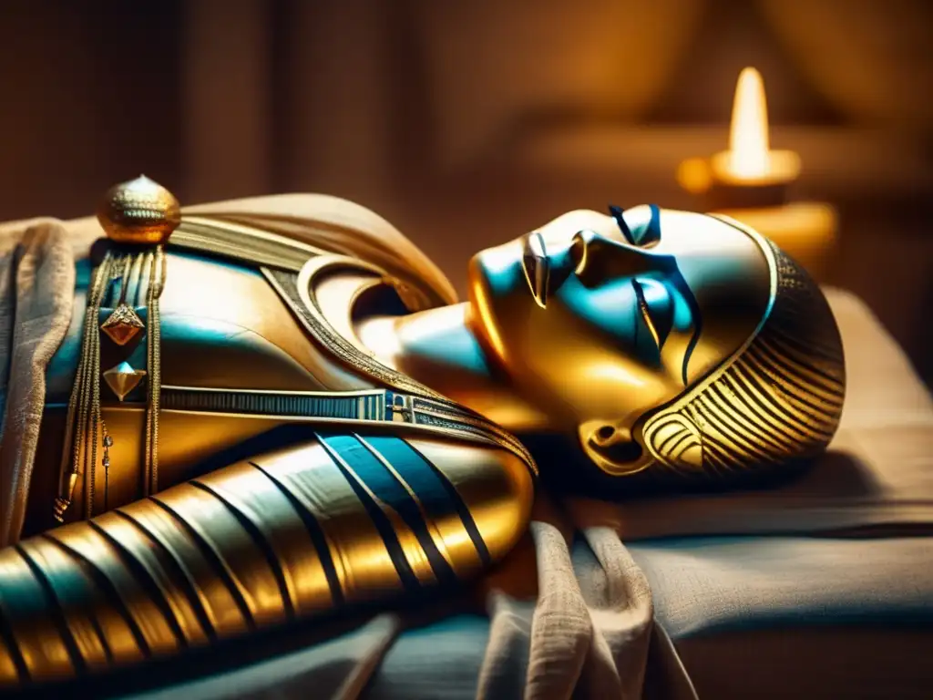 Misterio y esplendor en una momia egipcia antigua en un museo