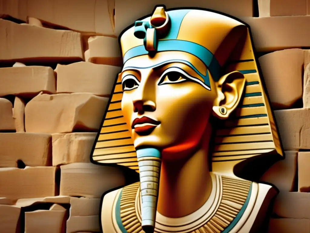 El misterio y esplendor del Reinado de Akenatón y la mitología egipcia capturados en una imagen vintage de la icónica estatua del faraón