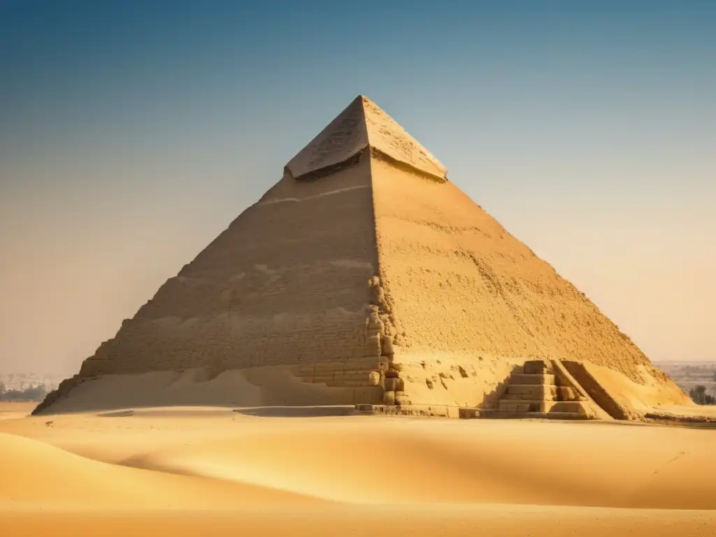 Misterio y majestuosidad: la Pirámide de Micerino y su Complejo Funerario se elevan contra el cielo azul