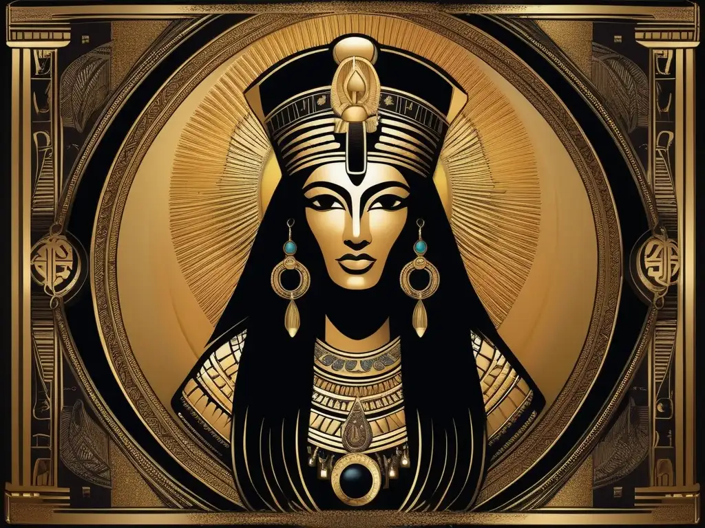 Misterios y Culto de Isis: Una imagen vintage de la diosa Isis en todo su esplendor, rodeada de una aura de misticismo