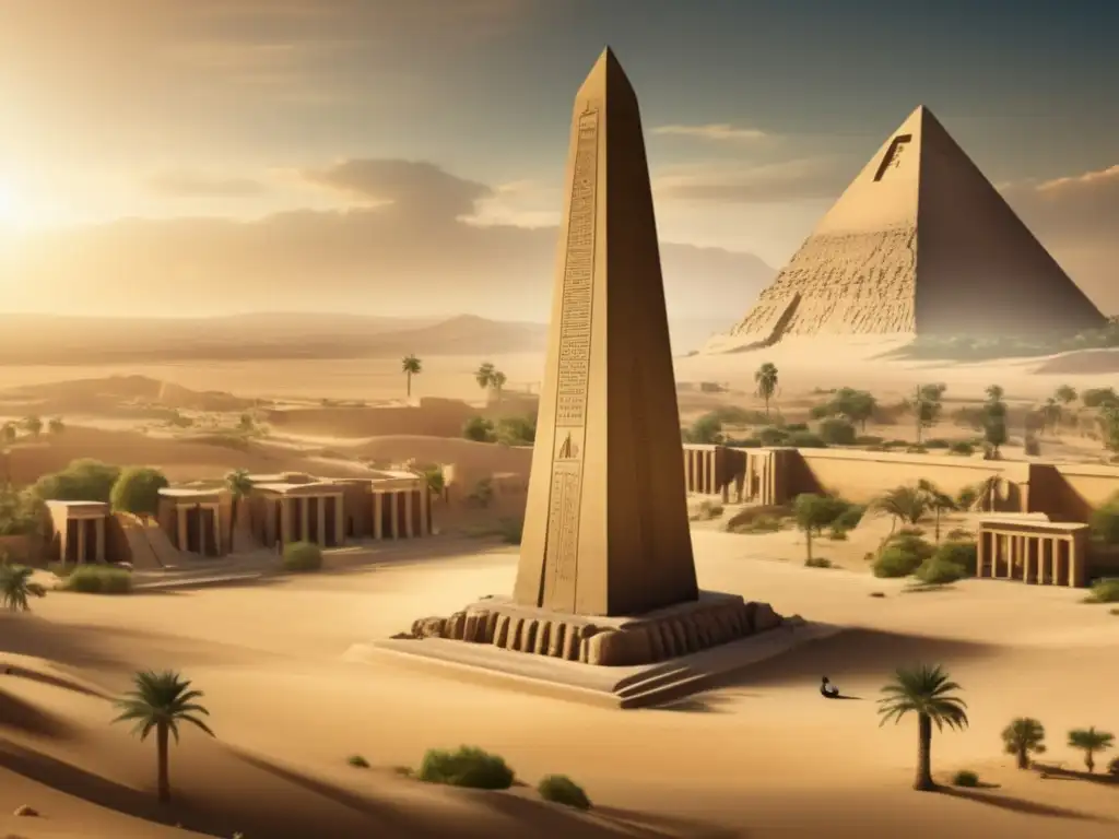 Misterios de la ingeniería egipcia: El majestuoso Obelisco Inacabado de Asuán emerge contra el desierto en una imagen vintage
