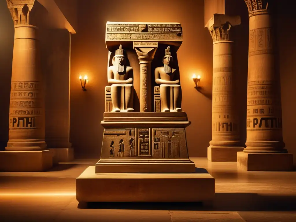 La misteriosa Piedra de Palermo, testigo del antiguo Templo de Ptah en Menfis, exhibe su historia en una sala tenue y nostálgica
